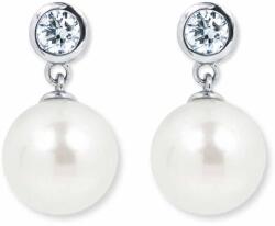 White & Black Igazgyöngy fülbevaló bouton gyémánttal - 7mm édesvízi - fehérarany (AU14238)