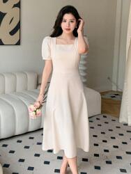 Dazy XC12305 Dazy Sima Bézs Ruha Ruha Rövid Ujjú (41) XL