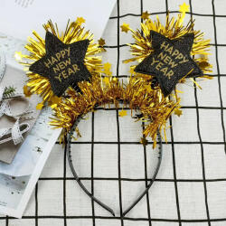 Mezőfi Happy new year, csillagos fejdísz, fekete, arany boával