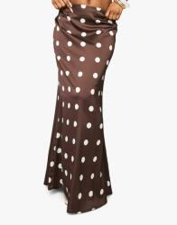 Boohoo Barna Szatén Klasszikus Maxi Szoknya Fehér Pöttyös Laza Boohoo 38