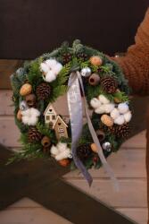  Karácsonyi Koszorú, 40cm, nemesfenyő, természetes, időjárásálló (Wianek z żywej jodły Nobilis)