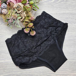 Turbó Magas derekú női alsó széles csipke díszítéssel Fekete, XL 73350