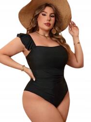 Shein Fekete Plus Size Fürdőruha Fodros Vállpántokkal 48 1HG