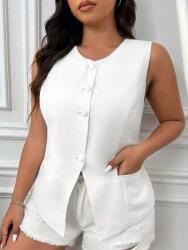 Shein IC43213 Shein Elegáns Fehér Mellény Zsebek (48) 48