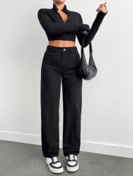 Shein ZC51110 Shein Petite Egyenes Szárú Farmer Nadrág Magas Derékkal (41) S