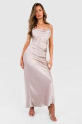 Boohoo XC16113 Boohoo Szatén Maxi Ruha Pánttal (41) XL