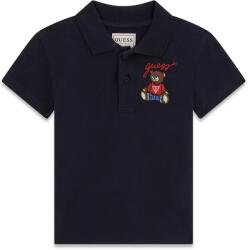 GUESS Тъмно синя тениска с яка за мини момче с копчета и бродирано мече Guess
