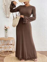 Shein IC42315 Shein Bordázott Ruha Maxi Fűzős Hátú Fodros (48) S