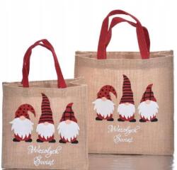 Pakado Kis juta kézitáska karácsonyi ajándéktasak manó 20x20x10 (IXPKD021)