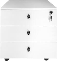 International Service Rollbox slim 3 sertare, inchidere centralizata frontala, Alb , 46 x 47 x 49, 5 cm Dulap arhivare