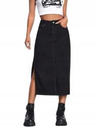 Shein Petite Fekete Farmer Női Szoknya 1HC Kivágással