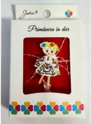 Flippy Martisor Brosa Mica in Cutie, Jolie, Design cu Mesaj, Dimensiune 2.5-3 cm, Material Metal, Model Traditional Fetita (teo-164913)