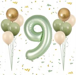  Lufik 9-es szám születésnapra évfordulóra zöld 101cm 11 db-os szett