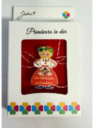 Flippy Martisor Brosa Mica in Cutie, Jolie, Design cu Mesaj, Dimensiune 2.5-3 cm, Material Metal, Model Fata Traditional (teo-164920)