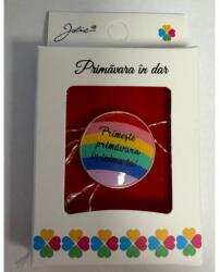 Flippy Martisor Brosa Mica in Cutie, Jolie, Design cu Mesaj, Dimensiune 2.5-3 cm, Material Metal, Model Rotund Curcubeu (teo-164932)