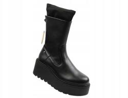 Maciejka Női Bakancs, fekete bőr, platform, Size 36-41 (A7161-01/00-7)