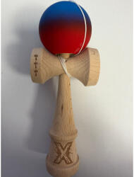 Flippy Kendama X Originala, Profesionala, Flippy, din Lemn, Rubber Grip, 18 cm, Albastru Rosu (teo-165162)