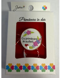 Flippy Martisor Brosa Mica in Cutie, Jolie, Design cu Mesaj, Dimensiune 2.5-3 cm, Material Metal, Model Rotund Flori (teo-164933)