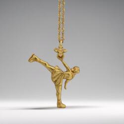  Сребърен дамски медальон 925 фигурно пързаляне | Фигуристка - позлатено