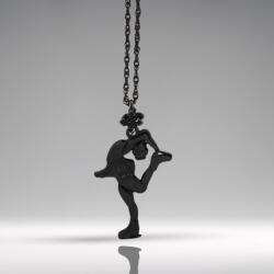  Сребърен дамски медальон 925 фигурно пързаляне | Фигуристка пирует - оксидирано
