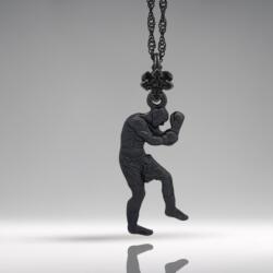  Боксьор - Мъжки спортен медальон за бойци, боксьори и mma атлети от сребро 925 с оксидирано покритие - Ръчно изработено бижу талисман за бойни изкуства - ssj