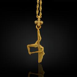  Pole Dance (Танци на пилон) - Дамски спортен медальон от сребро 925 с позлатено покритие - Ръчно изработено спортно бижу - Идеален подарък за жена, фенка на гимнастиката - SSJ - ssj - 109,06 лв