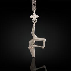  Pole Dance (Танци на пилон) - Дамски спортен медальон от сребро 925 в класическо сребро - Ръчно изработено спортно бижу - Идеален подарък за жена, фенка на гимнастиката - SSJ - ssj - 91,42 лв