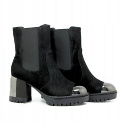 SCA'VIOLA Scaviola S-79 fekete velúr női bokacsizma széles sarokkal, 39-es méret (S-79)