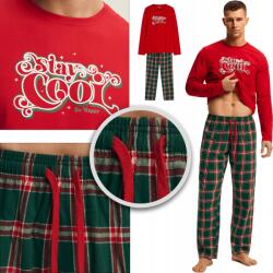 Henderson férfi hosszú pizsama Flanel megkötős nadrág Prémium piros, XL