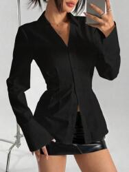 Shein KC42203 Shein Sima Fekete Hosszú Ujjú Ing (47) L