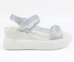 SCA'VIOLA Női szandál cirkónia kövekkel, Scaviola L-36 fehér éktalpú, 38-as méret (L-36)
