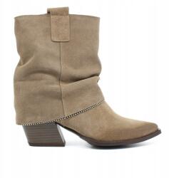 GAMIS Bézs színű, hasított bőr cowboy csizma felhajtható szárral Gamis 7678 r41 (7678)