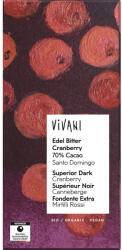 VIVANI Ciocolata bio amaruie cu 70% cacao si merisoare, 80 g