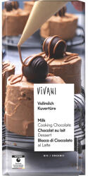 VIVANI Ciocolata cuvertura bio cu lapte integral, 150 g