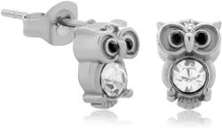 Troli Játékos acél fülbevaló cirkónium kövekkel Bagoly VGE782S-1