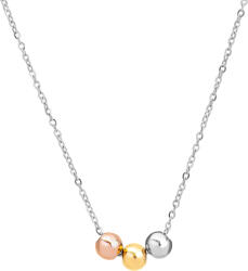 Troli Stílusos acél nyaklánc háromszínű gyöngyökkel VESN0667S