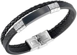 Troli Fekete férfi fonott bőr karkötő Leather