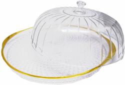 Pufo Cookies kerek tányér átlátszó fedéllel sütemények, előételek, sütemények, sajtok tálalásához, 30 cm (Pufo4266)