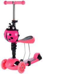 MalPlay 2in1 katicás háromkerekű roller ülőkével rózsaszín