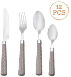 Welora Evőeszközkészlet, Welora, fonott minta, rozsdamentes acél, 12 darabos, bézs (JM1236602)