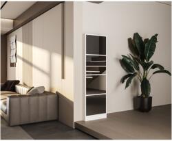 ASARO Mimi cipőtároló szekrény, 50x25x163 cm, 4 tárolópolc, tükör, fehér