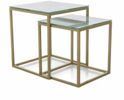 Signal Gloria II Luxus Üveg Dohányzóasztal Szett Fehér Arany Vázzal (GLORIAIIBZL)