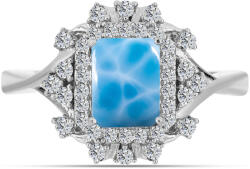  Ezüst Gyűrű Barahonai Larimarral és Fehér Topázzal, Y61780/57