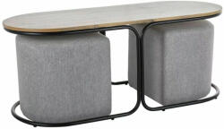 Signal Dual Artisan Ovális Dohányzóasztal Kárpitozott Puffokkal MDF Tölgy/Fekete (DUALDAC)