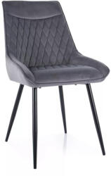 SIGNAL MEBLE Agat Velvet Steppelt Bársony Étkezőszék Szürke Fekete Fémlábakkal