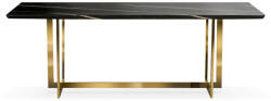 ATREVE MARBLE Luxus Étkezőasztal Fekete Márvány Arany Lábakkal