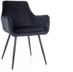SIGNAL MEBLE Apple Velvet Elegáns Bársony Étkezőszék Fekete Fém Vázzal