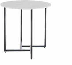 SIGNAL MEBLE Alto II Kerek Étkezőasztal Márvány Hatású Fehér Lappal és Fekete Fém Vázzal