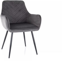 SIGNAL MEBLE Fig Velvet Étkezőszék Szürke Bársony Fekete Fém Vázzal
