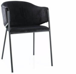SIGNAL MEBLE Bono Velvet Fekete Bársony Étkezőszék Matt Fém Vázzal